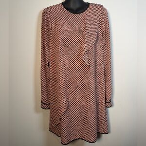 BCBGMAXAZRIA Jacie Geometric Print Tunic Dress XS | Black Orange Poppy Mod